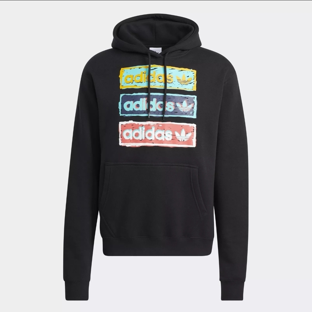 Adidas Black and Blue Sweatshirt with Multicolor Logo